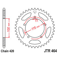 Zębatka tylna 50Z JTR464.50 Kawasaki KX 80 84-85