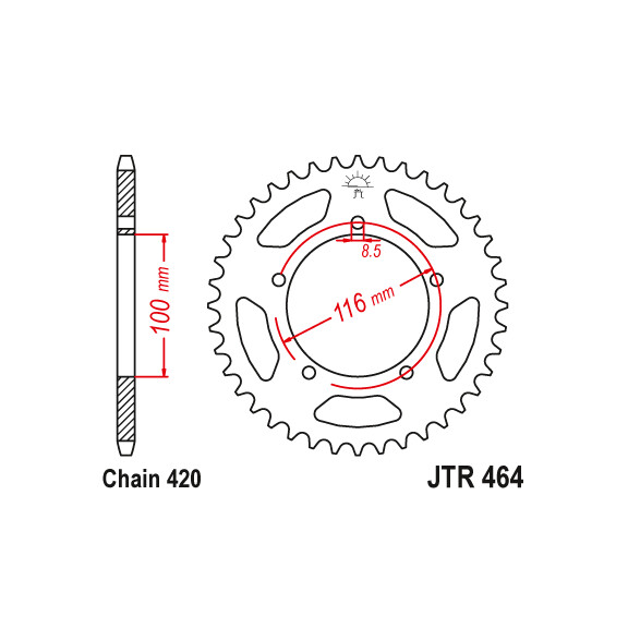 Zębatka tylna 50Z JTR464.50 Kawasaki KX 80 84-85