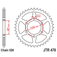 Zębatka tylna 38Z JTR478.38 Kawasaki GPZ 550 (ZX 550) 84-89 Z 400 85-87
