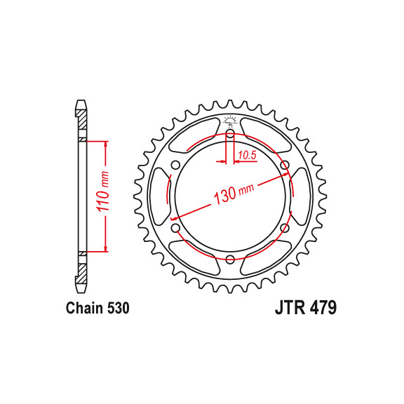 Zębatka tylna 47Z JTR479.47 Yamaha YZF-R1 1000 09-14