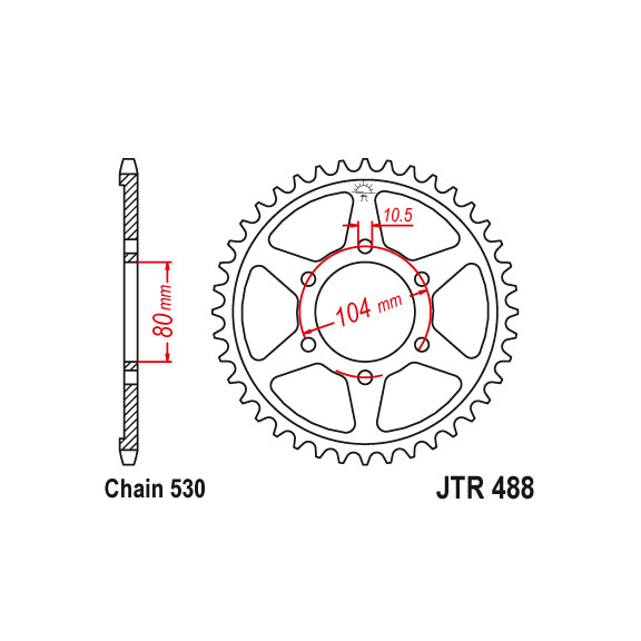 Zębatka tylna 46Z JTR488.46 Kawasaki ZX-12R (ZX 1200) 00-05 ZXR 750 (ZX 750) 90