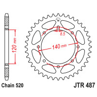 Zębatka tylna 43Z JTR487.43 Kawasaki KLR 650 (KL 650) 87-94 KLX 650 93-95