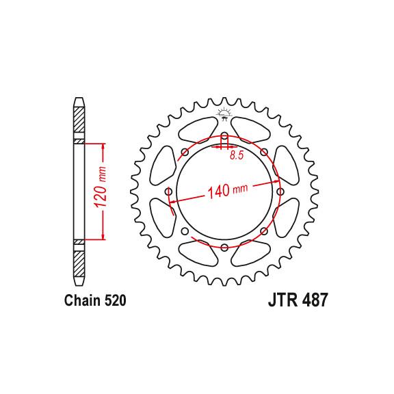 Zębatka tylna 43Z JTR487.43 Kawasaki KLR 650 (KL 650) 87-94 KLX 650 93-95