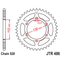 Zębatka tylna 43Z JTR486.43 Kawasaki EX 250 Ninja Suzuki GSX-R 600 750