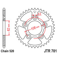 Zębatka tylna 39Z JTR701.39 Cagiva Raptor 125 03-14 RS 125 92-05