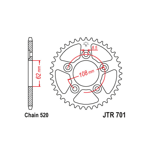 Zębatka tylna 39Z JTR701.39 Cagiva Raptor 125 03-14 RS 125 92-05