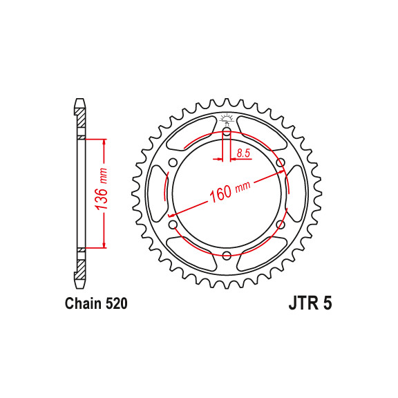 Zębatka tylna 44Z JTR5.44 Aprilia Pegaso 650 07-10 Beta Jonathan 350 02-06