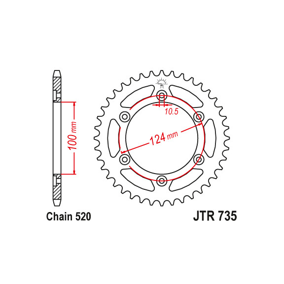 Zębatka tylna 38Z JTR735.38 Ducati 900 Monster 600 750 900 MH 900