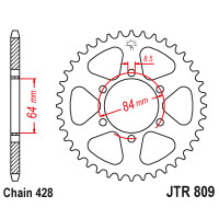 Zębatka tylna 53Z JTR809.53 Suzuki DR 125 85-00