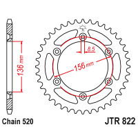 Zębatka tylna 46Z JTR822.46 Cagiva WMX 250 89 Husqvarna WR 240 90-91