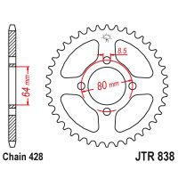 Zębatka tylna 36Z JTR838.36 Yamaha RS 100 75-76 RXS 100 83-97