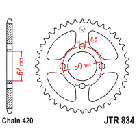 Zębatka tylna 37Z JTR834.37 Yamaha TT-R 50 07-18