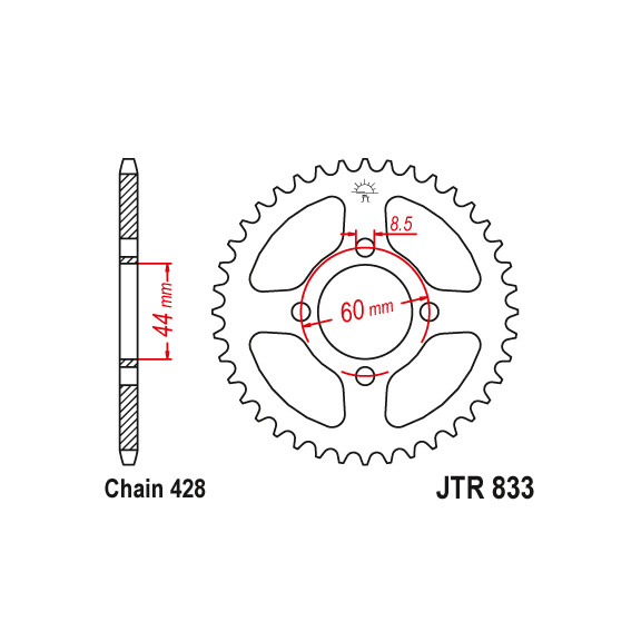 Zębatka tylna 49Z JTR833.49 Yamaha DT 50 97-02 TT-R 125 00-04