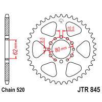 Zębatka tylna 45Z JTR845.45 Yamaha SR 250 80-85