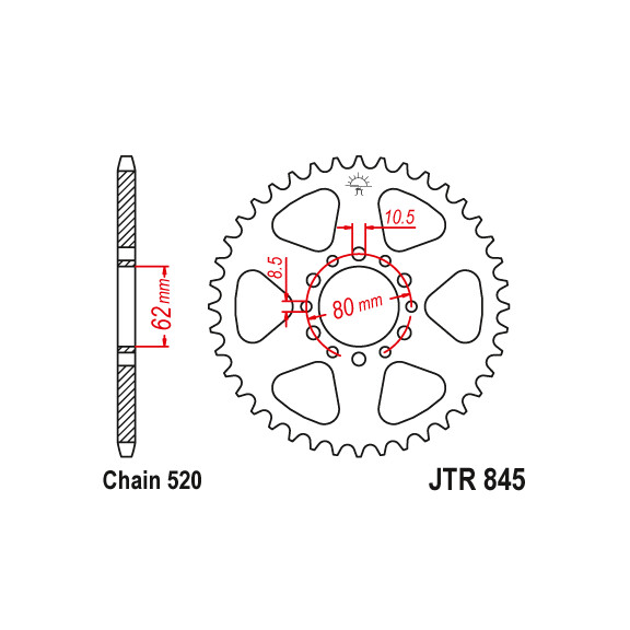 Zębatka tylna 45Z JTR845.45 Yamaha SR 250 80-85