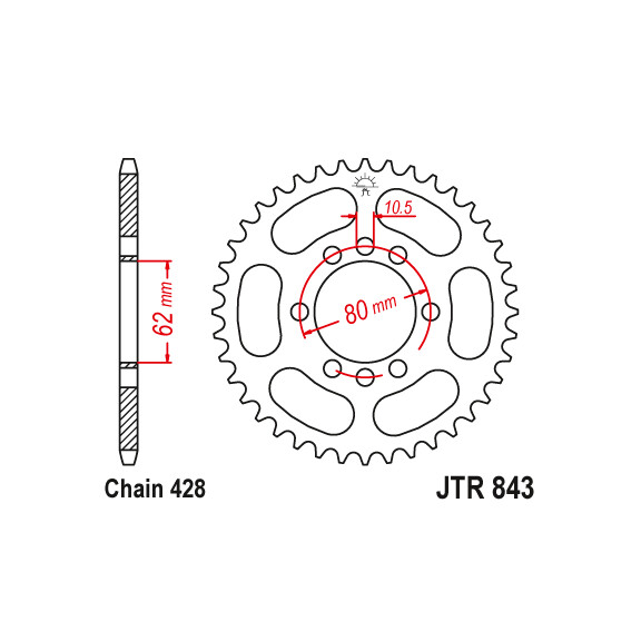 Zębatka tylna 48Z JTR843.48 Yamaha DT 80 83-84