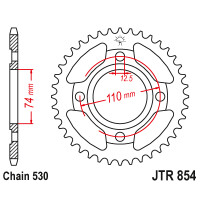 Zębatka tylna 43Z JTR854.43 Yamaha XS 250 77-81 XS 500 76-80