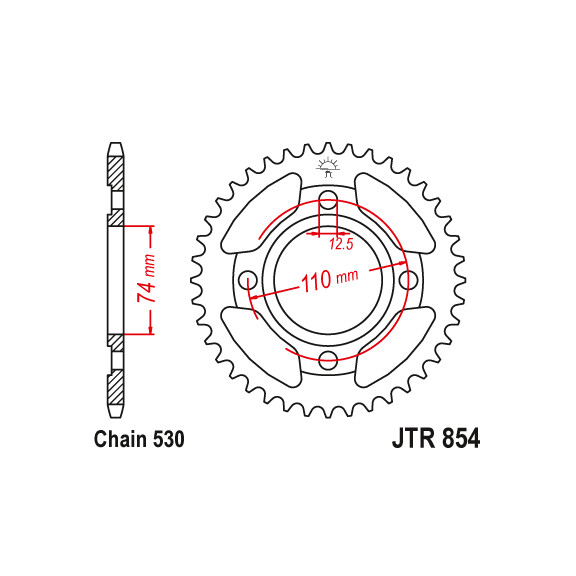 Zębatka tylna 36Z JTR854.36 Yamaha XS 400 80-83