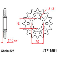 Zębatka przód 16Z JTF1591.16 Yamaha FZ-07 FZ-09 FZ8 TDM 900 MT-07 700