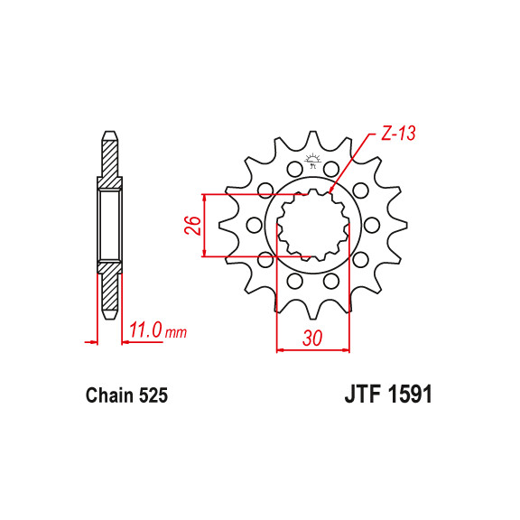 Zębatka przód 16Z JTF1591.16 Yamaha FZ-07 FZ-09 FZ8 TDM 900 MT-07 700