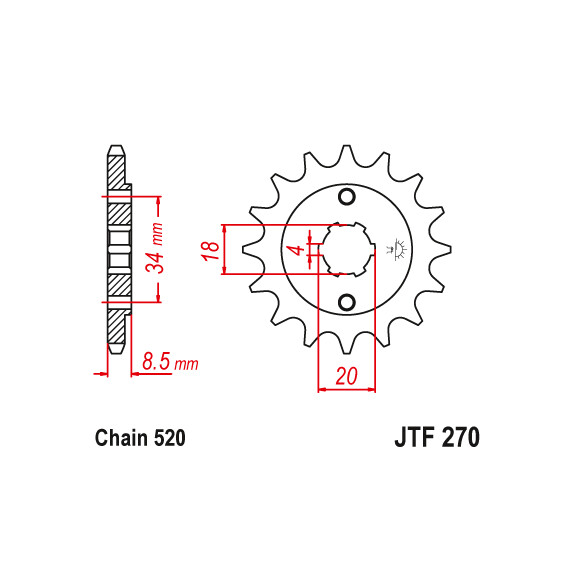 Zębatka przód 14Z JTF270.14 Derbi DXR 250 Honda CMX 250 GB 250