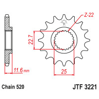 Zębatka przód 11Z JTF3221.11 Polaris Big Boss 250 Trail Blazer 250