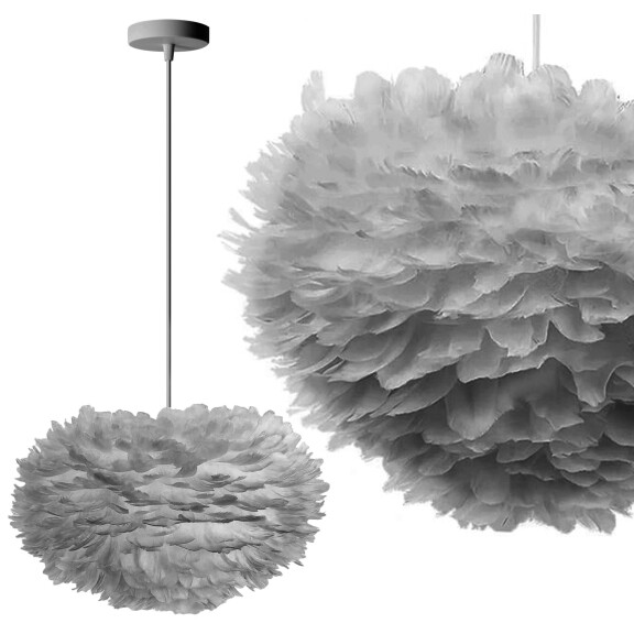 Lampa Wisząca z Piór APP334-3CP Szara