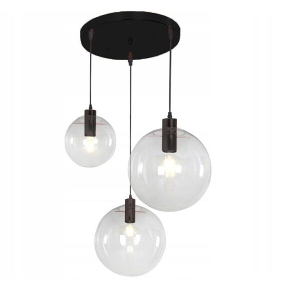Lampa sufitowa wisząca szklana Lassi 20+25+30 cm APP309-3C Czarna