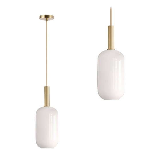 Lampa Wisząca Tuba Szklana Mleczna APP667-1CP Złota