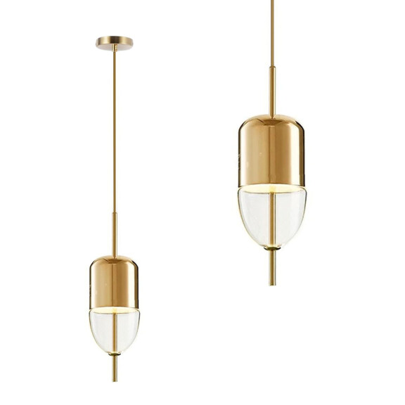 Lampa Sufitowa Wisząca Szklana Metalowa APP550-1CP Złota