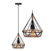 Lampa sufitowa geometryczna wisząca w stylu loft boho sznur APP678-1CP