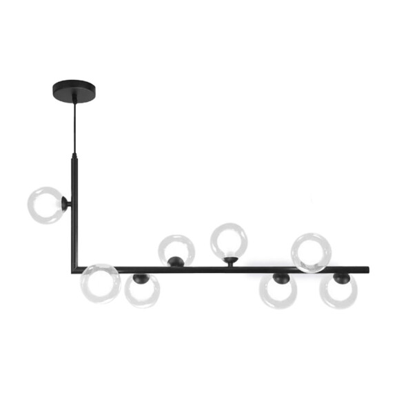 Lampa Sufitowa Metalowa Industrial Szklana APP754-8CP Czarna