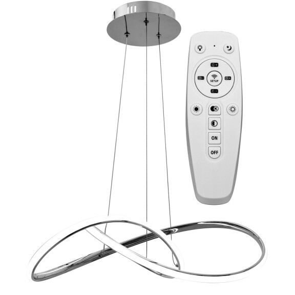 Lampa Sufitowa Wisząca Ring Nowoczesna Led + Pilot App393-cp Chrom