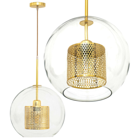 Lampa wisząca szklana loft APP556-1CP 30cm ZŁOTa