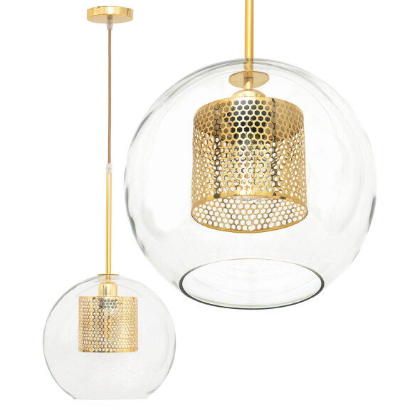 Lampa wisząca szklana loft APP554-1CP 20cm Złota
