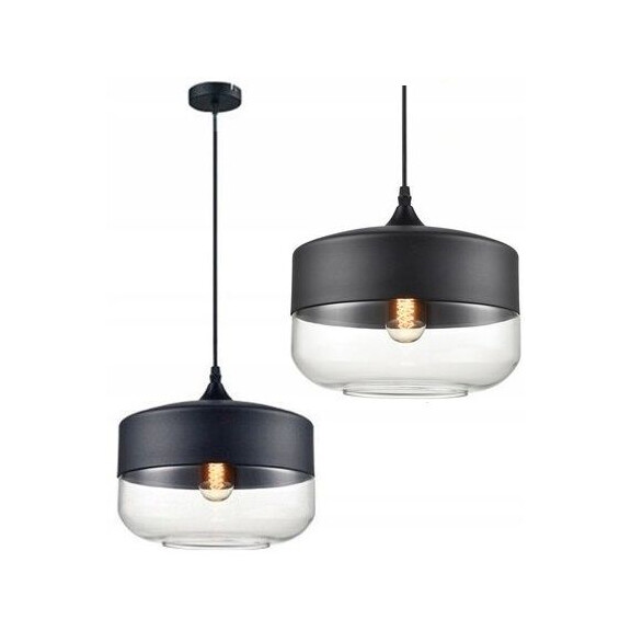 Lampa sufitowa wisząca szklana Zenit D Czarna