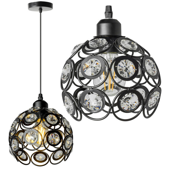 Lampa Wisząca Sufitowa Kryształowa App206-1c Czarna