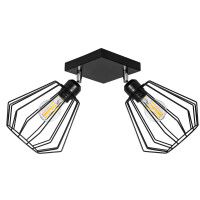 Lampa Sufitowa Wisząca Podwójna Plafon Metalowa 392194 Czarna