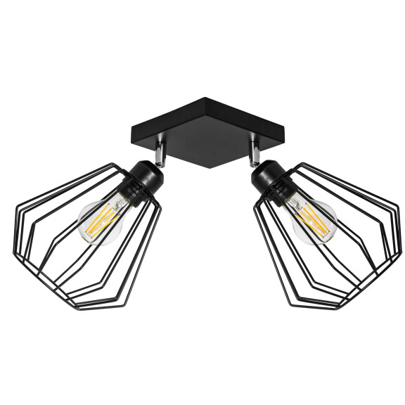 Lampa Sufitowa Wisząca Podwójna Plafon Metalowa 392194 Czarna