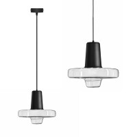 Lampa Wisząca Szklana Metalowa LED APP552-1CP Czarna