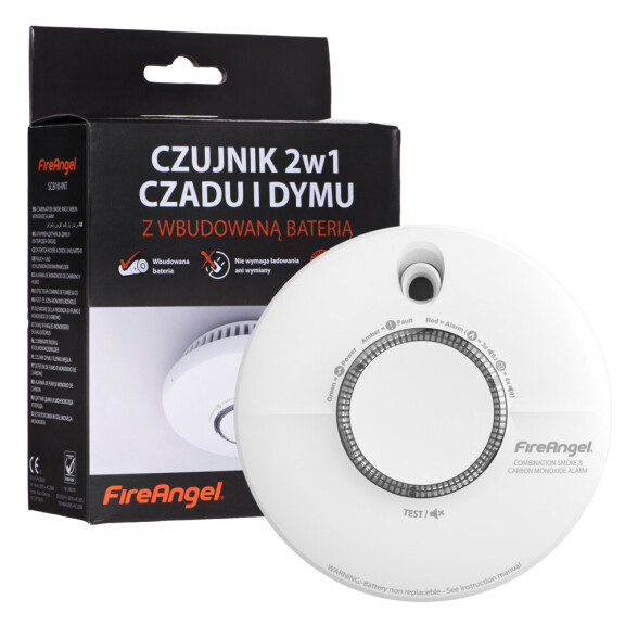 Czujnik 2w1 dymu i tlenku węgla (czadu) FIREANGEL SCB10-INT, 10 lat