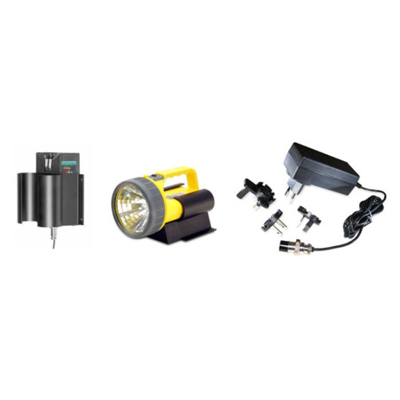 Ładowarki 12-24  + 230V do latarki MICA IL-800 - 2 bazy i ładowarka 12-24V + adapter 230V