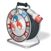 Przedłużacz zwijany 3-fazowy 30m, IP-44, 2x400V + 1x230V, guma 5x2.5, termik, max 11KW