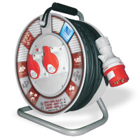 Przedłużacz zwijany 3-fazowy 25m, IP-44, 2x400V, guma 5x2.5, termik, max 11KW