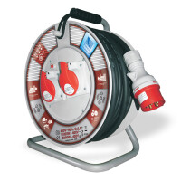 Przedłużacz zwijany 3-fazowy 35m, IP-44, 2x400V, guma 5x2.5, termik, max 11KW