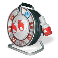 Przedłużacz zwijany 3-fazowy 30m, IP-44, 2x400V, guma 5x2.5, termik, max 11KW