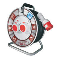 Przedłużacz zwijany 3-fazowy 25m, IP-55, 2x400V, guma 5x2.5, termik, max 11KW