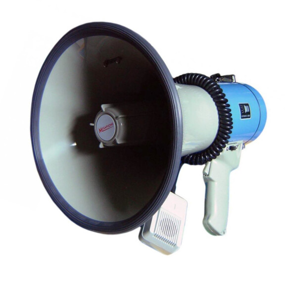 Megafon (tuba elektroakustyczna) z mikrofonem TE 23/20 na pasku + syrena