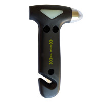 Młotek bezpieczeństwa do szyb z nożem życia (przecina pasy samochodowe)