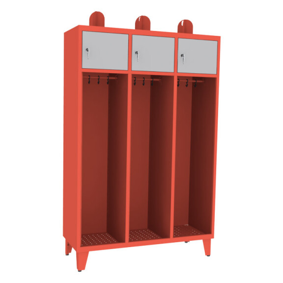 Szafa ubraniowa STRN400/3 na nogach, potrójna z uchwytem na kask